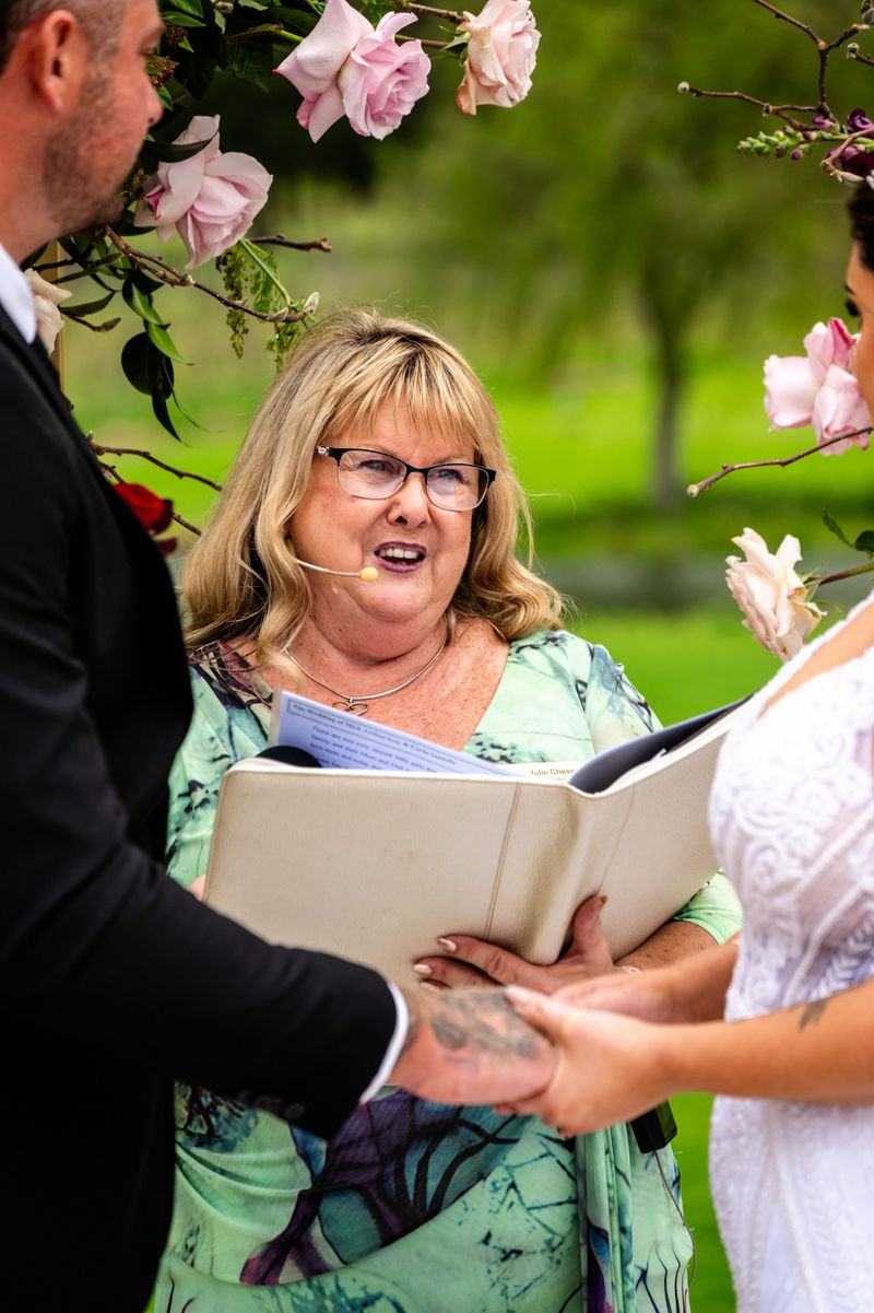 Carla and Mick's wedding ceremony with Julie